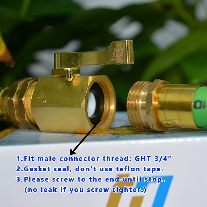 HQMPC Super Heavy Duty 3/4"" Brass Shut Off Valve Garden Hose Shut Off Valve Garden Hose Connector - Image 2